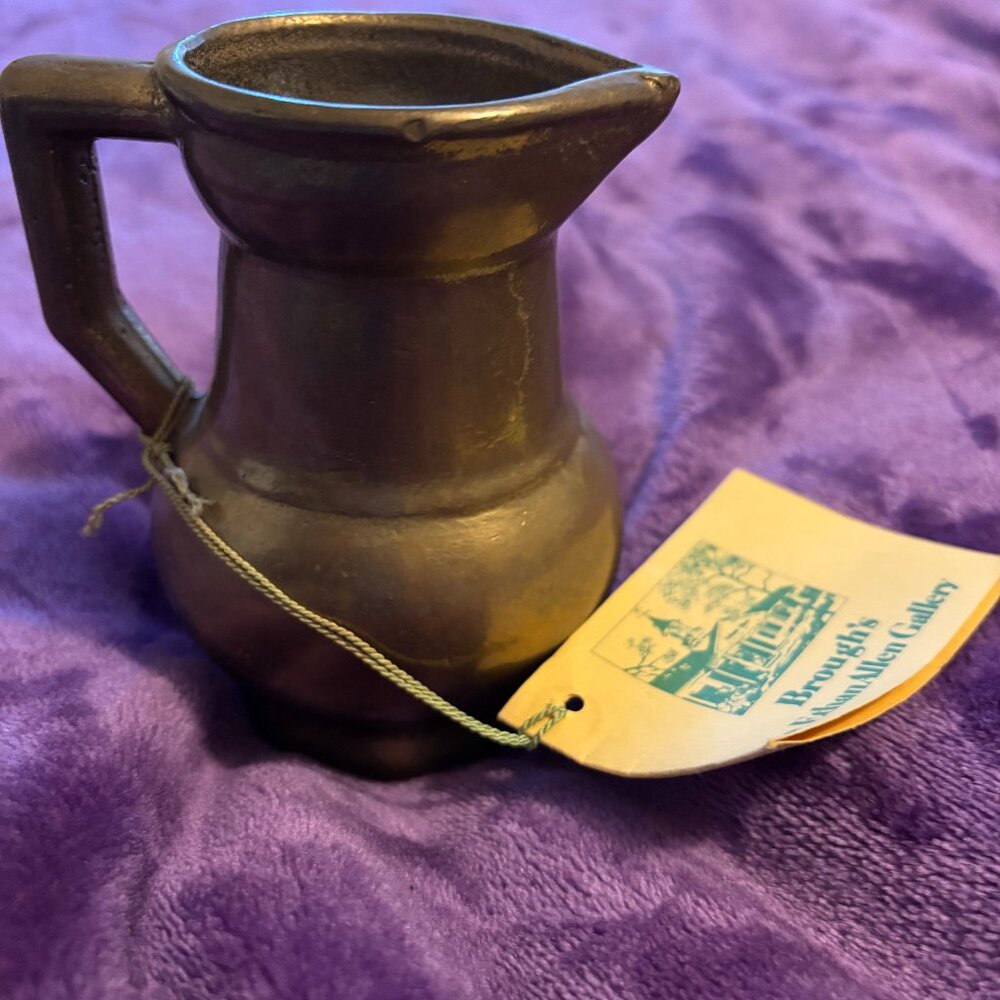 Rare Vintage Ethan Allen "Solid" HEAVY Brass Pitcher Original Tag by Brough's